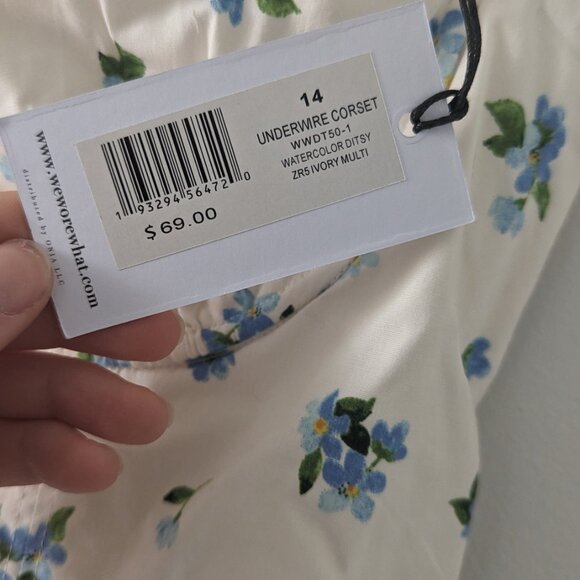 WeWoreWhat Underwire Watercolor Ditsy Corset (Ivory) - Picture 5 of 10